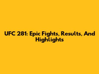 UFC 281: Epic Fights, Results, And Highlights