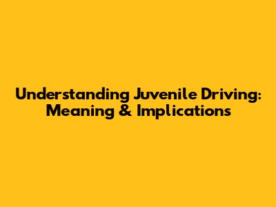 Understanding Juvenile Driving: Meaning & Implications