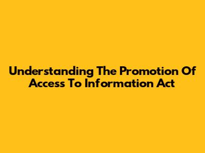 Understanding The Promotion Of Access To Information Act