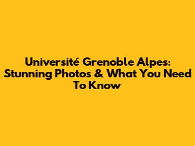 Université Grenoble Alpes: Stunning Photos & What You Need To Know