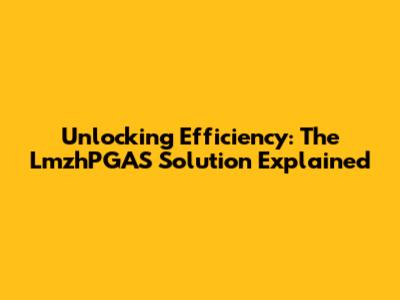 Unlocking Efficiency: The LmzhPGAS Solution Explained