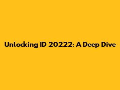 Unlocking ID 20222: A Deep Dive