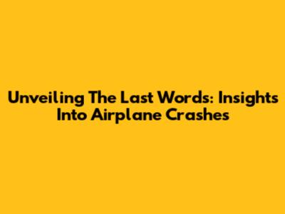 Unveiling The Last Words: Insights Into Airplane Crashes