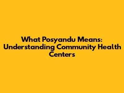 What Posyandu Means: Understanding Community Health Centers