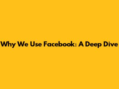 Why We Use Facebook: A Deep Dive
