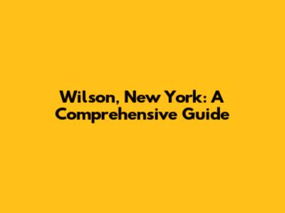 Wilson, New York: A Comprehensive Guide