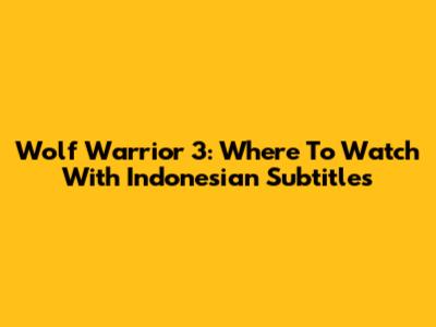 Wolf Warrior 3: Where To Watch With Indonesian Subtitles