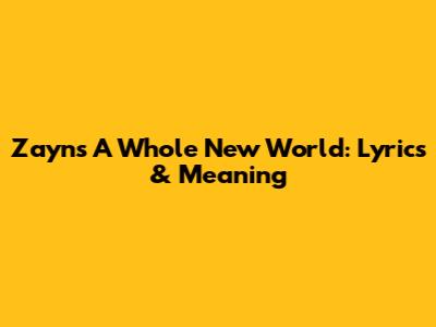 Zayn's 'A Whole New World': Lyrics & Meaning