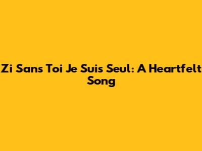 Zi Sans Toi Je Suis Seul: A Heartfelt Song