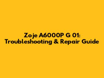 Zoje A6000P G 01: Troubleshooting & Repair Guide